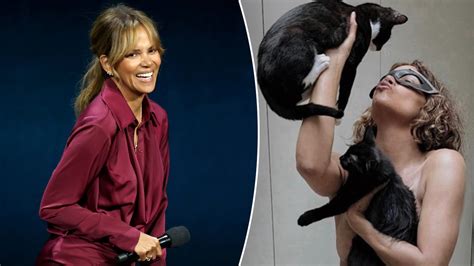 cat nude|Halle Berry poses topless with kittens for Catwoman 20th。